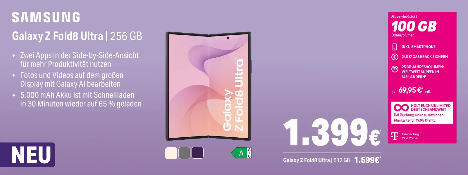 Samsung Galaxy Z Fold8 Ultra Falt-Smartphone mit Datentarif-Angebot, NEU