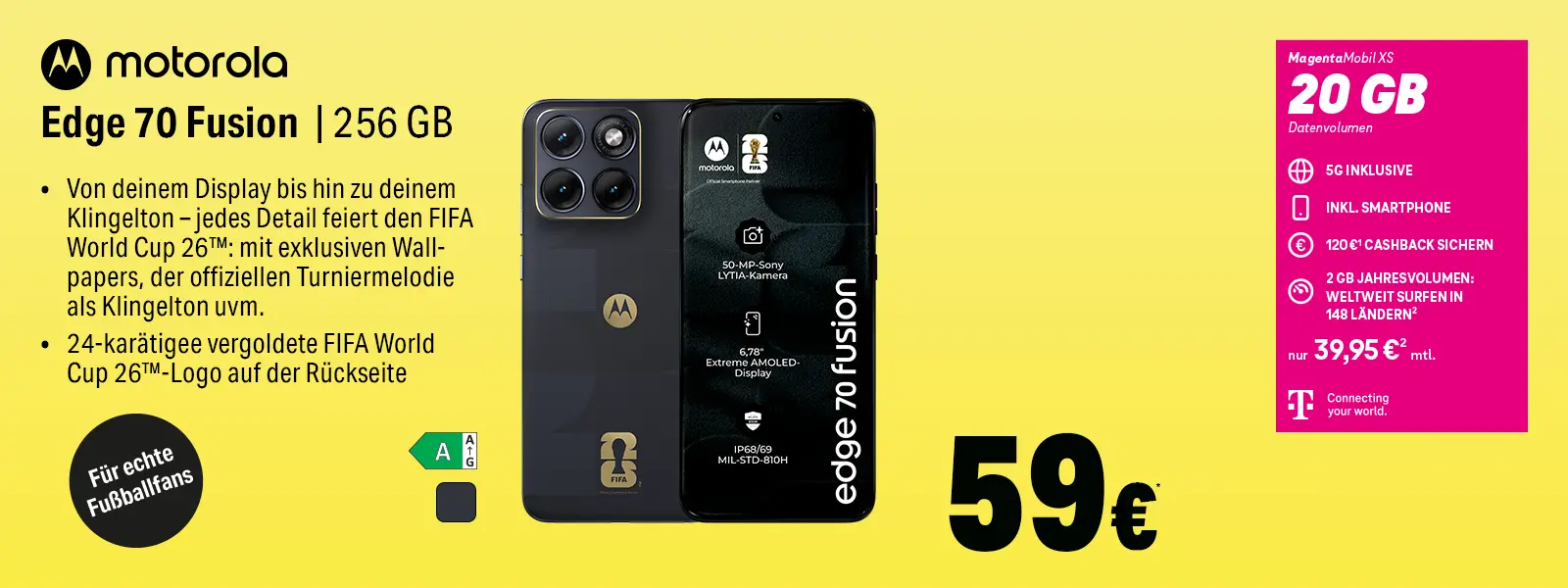 Motorola Edge 70 Fusion 256 GB mit MagentaMobil XS 20 GB 5G Angebot