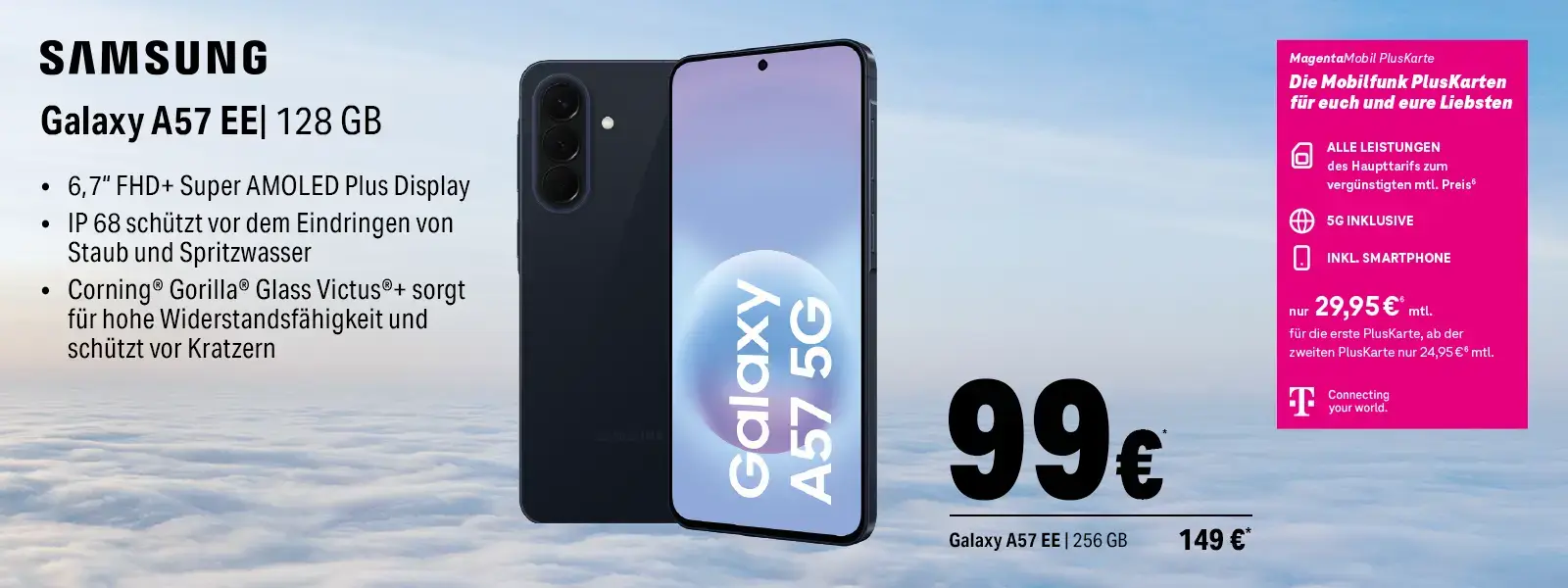 Werbebanner: Samsung Galaxy A57 EE Smartphone mit 5G und 128 GB Speicher